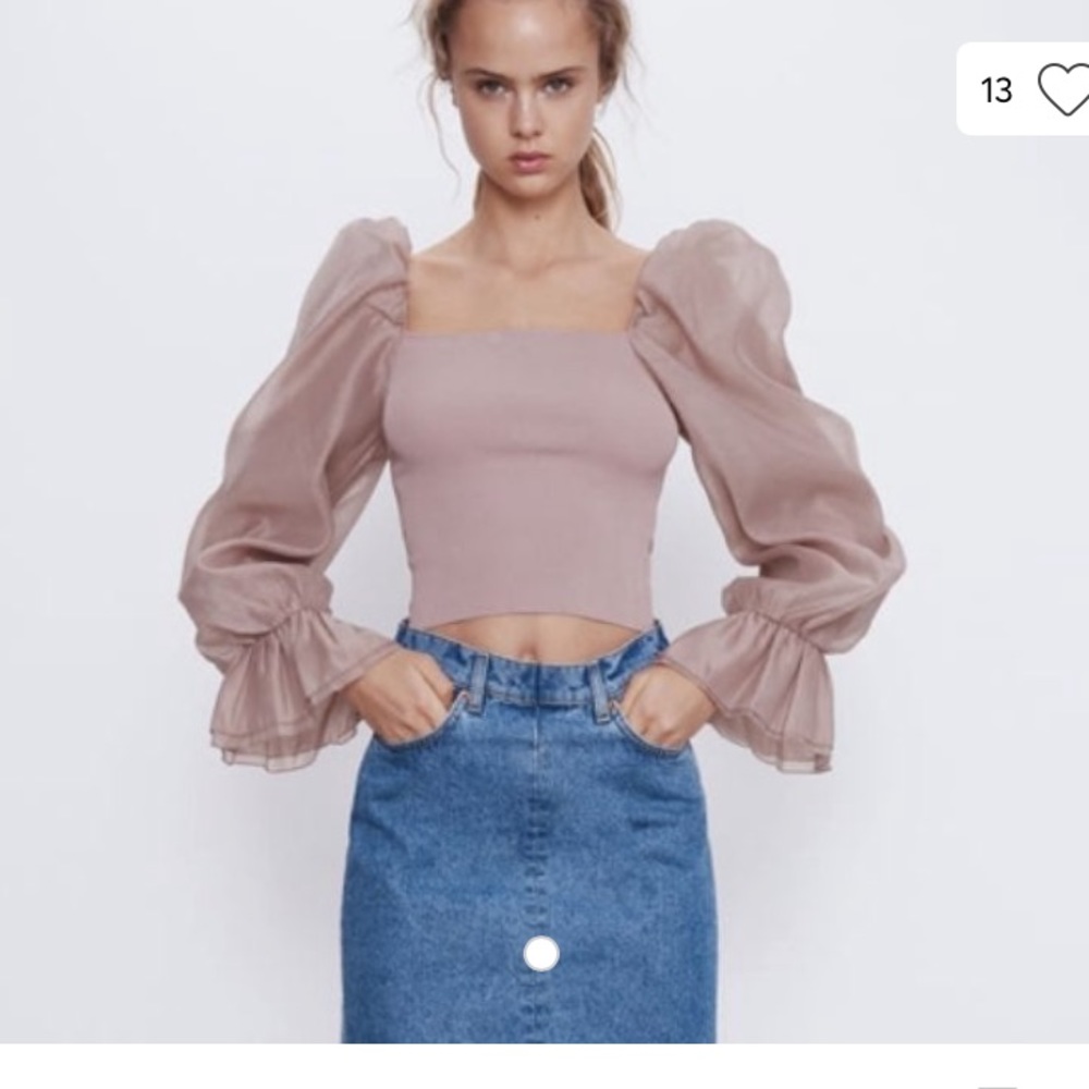Zara pale pink organza top